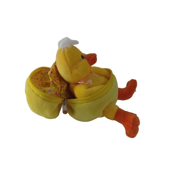 Vintage Plushland Duckling/Chick In Zippered Easter Egg Plush 8" Stuffed Animal - Picture 2 of 9